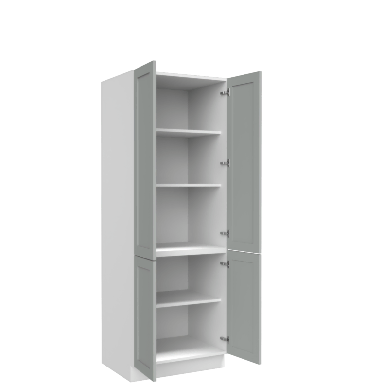 Lunar Grey Shaker 24x84 Pantry Cabinet - White Melamine Box - RTA