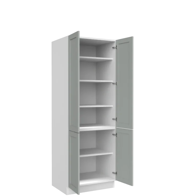 Lunar Grey Shaker 24x96 Pantry Cabinet - White Melamine Box - RTA