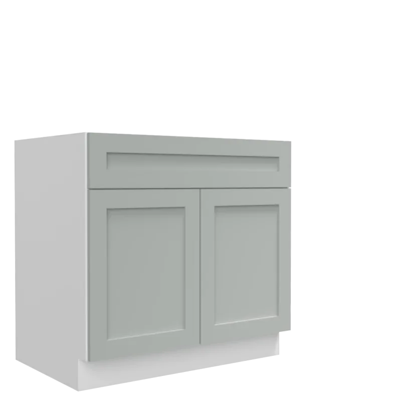 Lunar Grey Shaker 33" Sink Base Cabinet - White Melamine Box - RTA Lunar Grey Shaker 33" Sink Base Cabinet - White Melamine Box - RTA