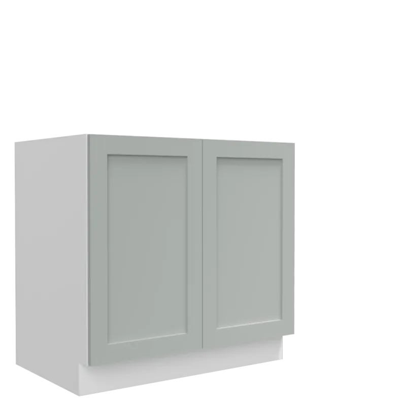 Lunar Grey Shaker 33" Sink Base Cabinet - Full Height Door - White Melamine Box - RTA Lunar Grey Shaker 33" Sink Base Cabinet - Full Height Door - White Melamine Box - RTA