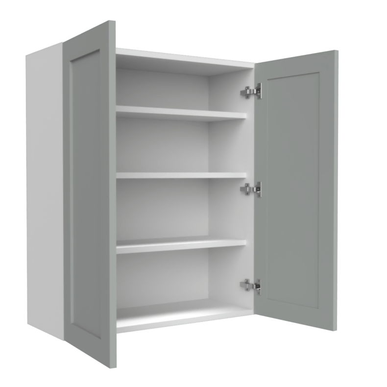 Lunar Grey Shaker 30x42 Wall Cabinet - White Melamine Box - RTA