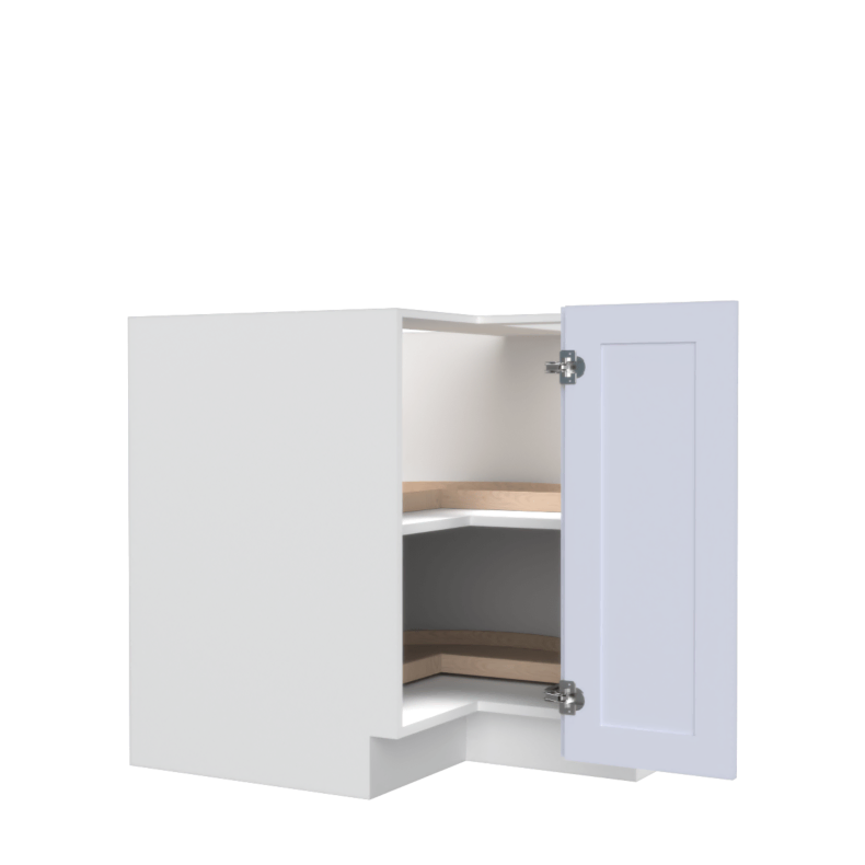 Lunar White Shaker 33" Lazy Susan Corner Base Cabinet - White Melamine Box - RTA