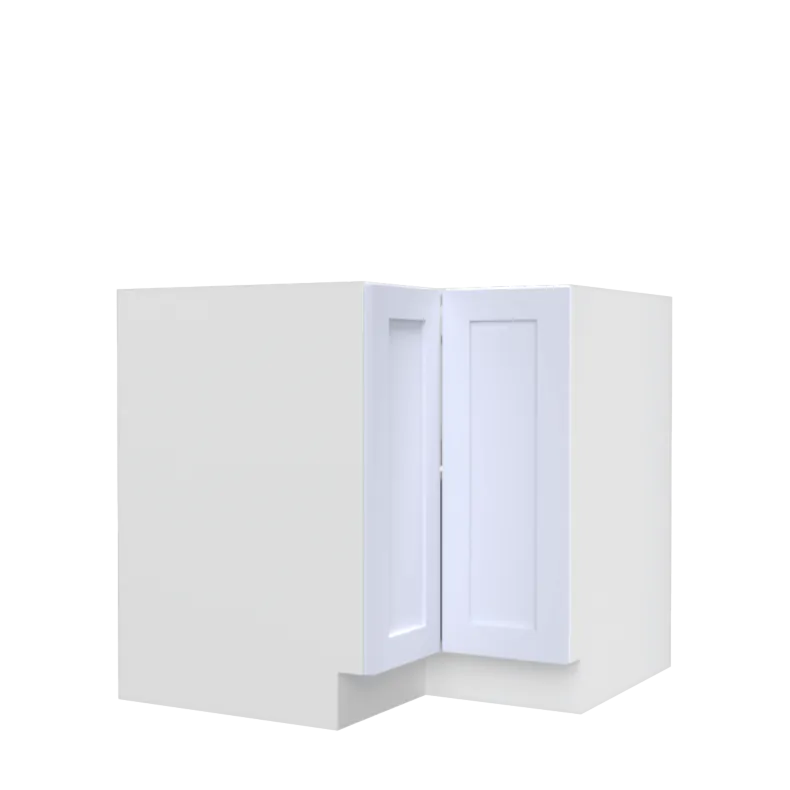 Lunar White Shaker 33" Lazy Susan Corner Base Cabinet - White Melamine Box - RTA Lunar White Shaker 33" Lazy Susan Corner Base Cabinet - White Melamine Box - RTA