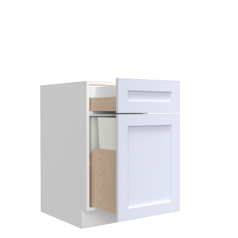 Lunar White Shaker 18" Double Trash Can Cabinet - White Melamine Box - RTA