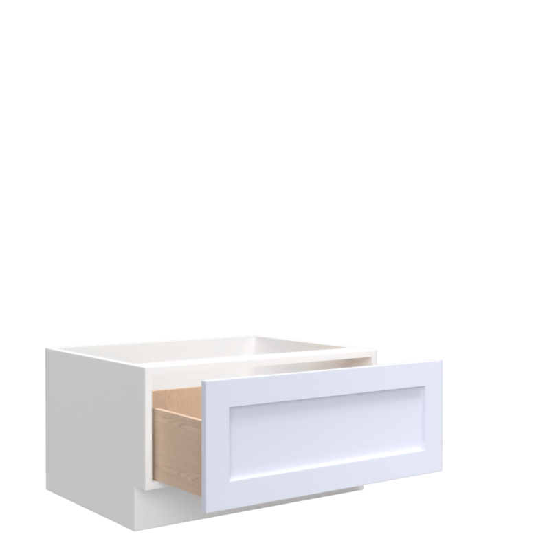 Lunar White Shaker 24" Oven Base Cabinet - 12" Drawer - White Melamine Box - RTA