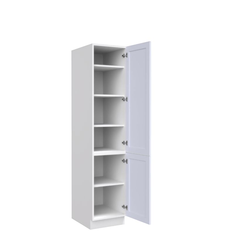 Lunar White Shaker 24x90 Pantry Cabinet - Single Door - White Melamine Box - RTA