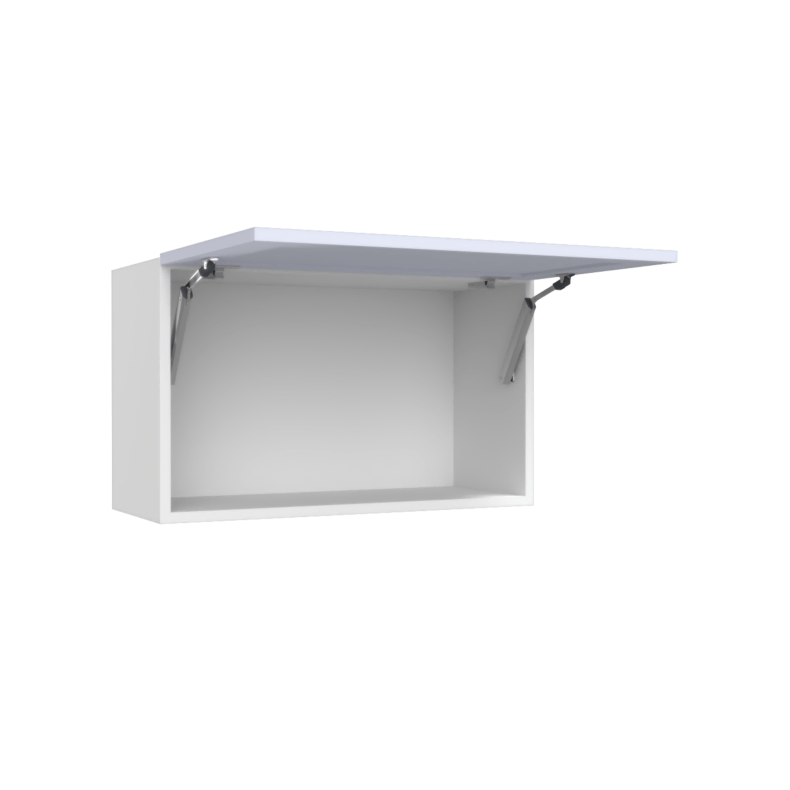Lunar White Shaker 30x15 Horizontal Lift Up Wall Cabinet - White Melamine Box - RTA