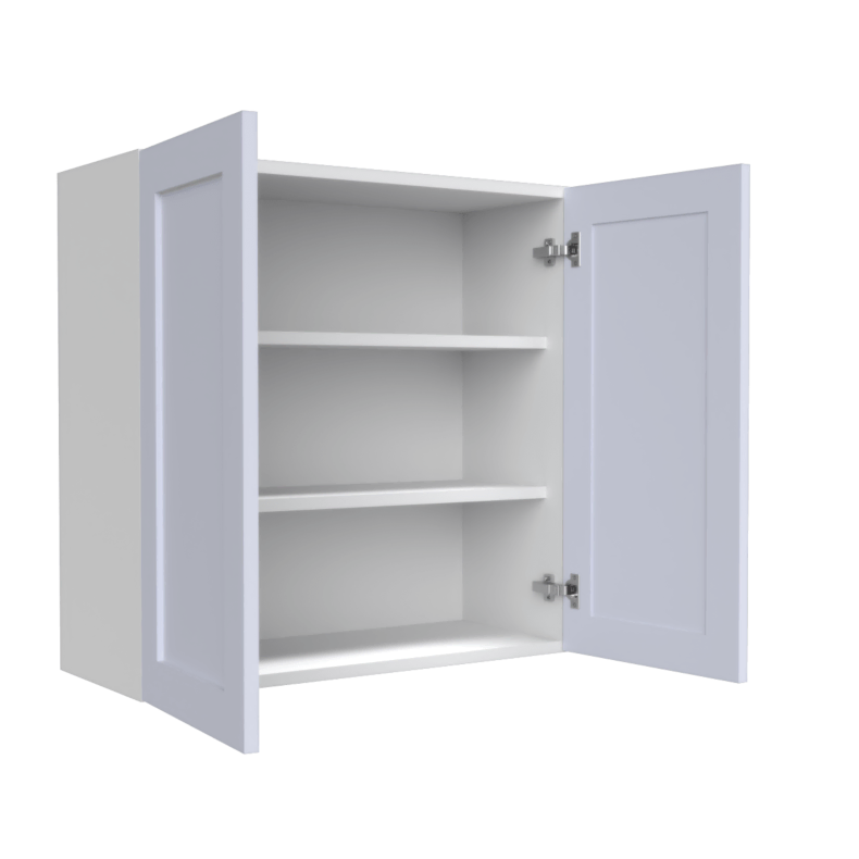 Lunar White Shaker 36x30 Wall Cabinet - White Melamine Box - RTA