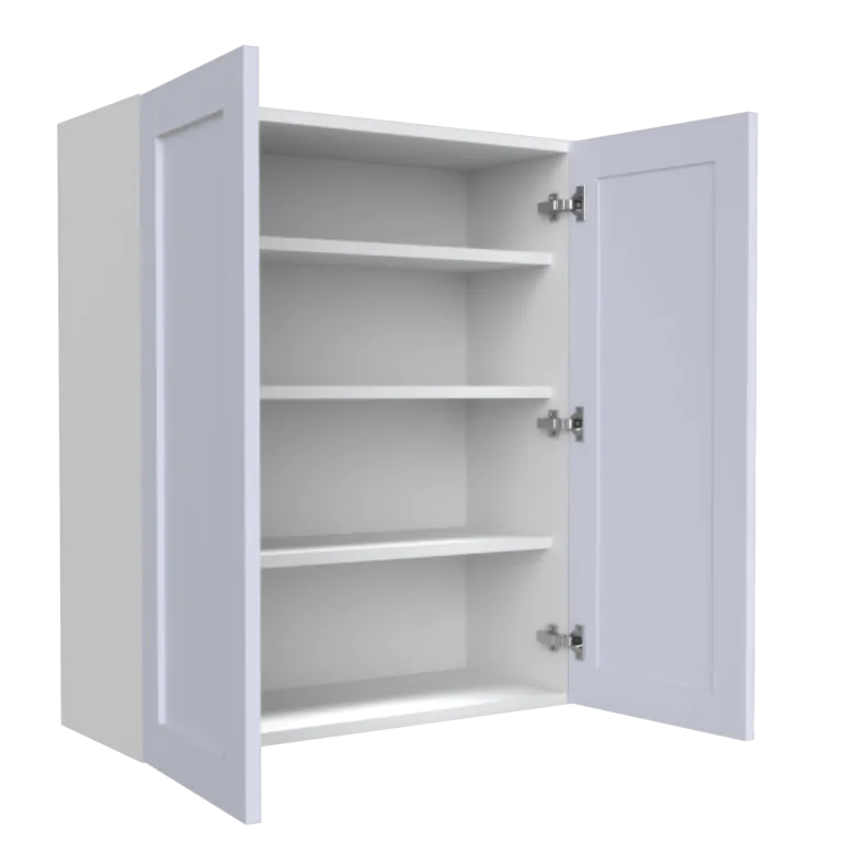 Lunar White Shaker 36x42 Wall Cabinet - White Melamine Box - RTA