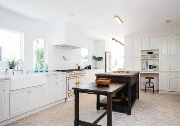 Kitchen with Vinate White Inset Cabinets